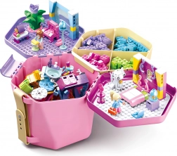 Sluban vödör építőkockákkal rózsaszín