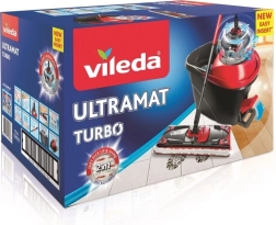 VILEDA Ultramat Turbo – lapos felmosó pedálos csavarókosárral