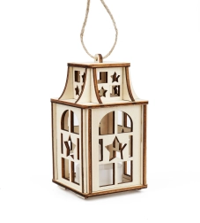 Fa lámpás csillagokkal, LED gyertyával