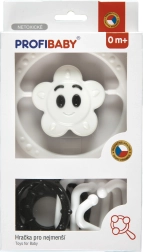 Csörgőkészlet fekete-fehér – babakocsilánc és csillag/virág csörgő