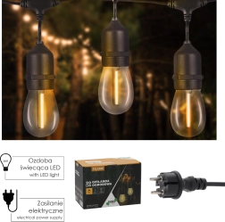 FILAME kerti LED fényfüzér 20 m, 20 db E27-es izzóval, meleg fehér