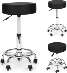 Forgatható kozmetikai és orvosi szék háttámlával, fekete ModernHome