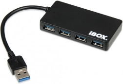 USB hub 3.0, 4 port, vékony, fekete