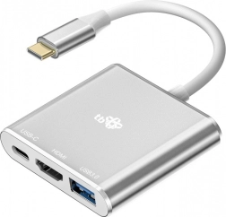USB C HUB Adapter 3 az 1-ben - HDMI, USB, PD ezüst