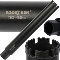 BIGSTREN 63 × 450 mm gyémánt magfúró korona, 1-1/4" UNC menet betonhoz és kőhöz