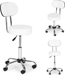 Forgószék háttámlával kozmetikai és orvosi felhasználásra, fehér ModernHome