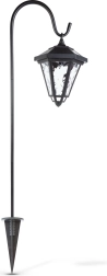 80 cm-es fekete napelemes LED-lámpás leszúrható tüskével, hideg fehér fénnyel