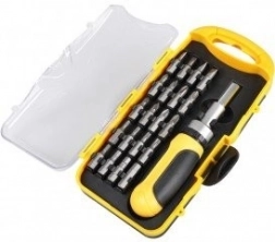 22 darabos készlet: bitek és racsnis csavarhúzó