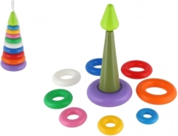 Színes összerakós piramis gyűrűkkel