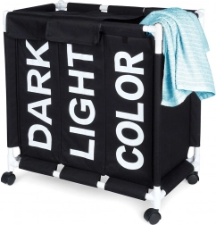 Háromrekeszes gurulós szennyestartó 137 l Vilde