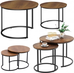 Kerek Konferencia Asztal Készlet 2 az 1-ben Természetes Fából