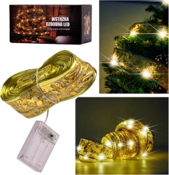 Arany LED szalag 10m meleg fehér elemes