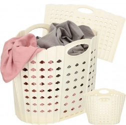 Összecsukható ruháskosár fogantyúkkal, krémszínű