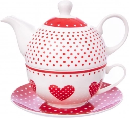 Porcelán teafilter-készlet tea-for-one szív Pötty, 3 darab