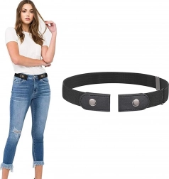Rugalmas, csat nélküli nadrágszíj, állítható, fekete