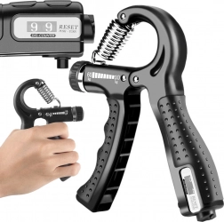 Állítható kézerősítő 10–60 kg számlálóval – fekete