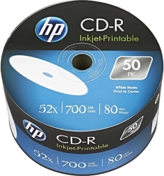 hp cd‑r 700 mb 52x nyomtatható, spindle 50 db