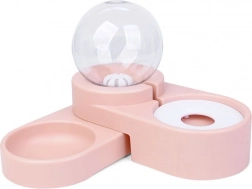 Kettős víztál adagolóval kutyáknak és macskáknak – rózsaszín