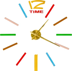 DIY falióra öntapadós jelölőkkel, állítható átmérővel, arany mutatókkal, színes jelzésekkel