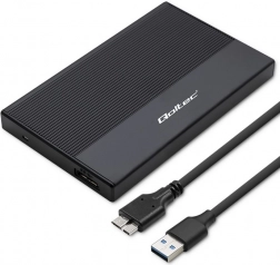 Alumínium külső 2,5" SATA ház SSD/HDD-hez USB 3.0-val, 5 Gb/s, 2 TB, fekete