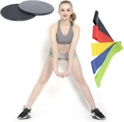 Csúszó korongok + 5 db edzőgumi - fekete