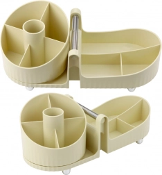 Kozmetikai és irodai rendszerező fogantyúval bézs