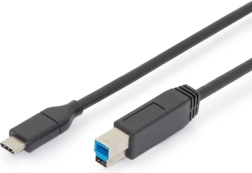 USB 3.0 összekötő kábel C típusúról B-re, SuperSpeed 5 Gbps, Power Delivery, 1,8 m, fekete