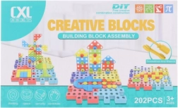 Csavarozható műanyag építőkészlet, 202 darab