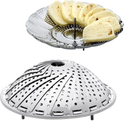 Összecsukható rozsdamentes acél gőzölőkosár 17–28 cm