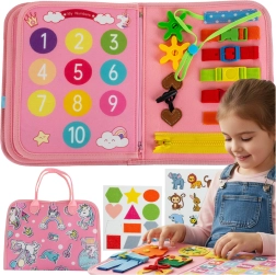 Kruzzel Montessori manipulatív szenzoros könyv rózsaszín (unikornis) - 1 db