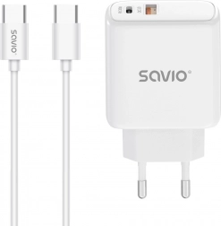 hálózati töltő 30 W USB‑C PD és USB‑A QC + USB‑C kábel – Savio