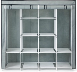 Textil ruhásszekrény XXL, szürke