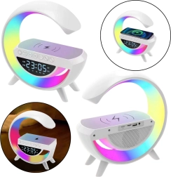 Multifunkciós éjjeli lámpa ébresztőórával és indukciós töltővel