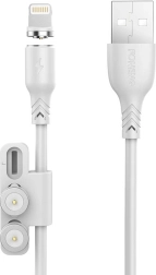 Mágneses töltőkábel 3 az 1-ben FONENG X62, USB – USB‑C / Lightning / Micro USB, 1 m, fehér