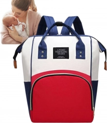 Multifunkciós pelenkázó hátizsák anyukáknak – fehér, piros és kék