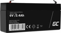 Karbantartásmentes AGM VRLA akkumulátor GREEN CELL 6 V 3,4 Ah riasztókhoz, pénztárgépekhez és játékokhoz
