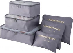 6 részes utazási rendszerező szett bőröndhöz és ruhásszekrényhez – fekete