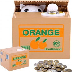 Interaktív persely cicával