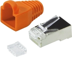 RJ45 CAT6 csatlakozók védősapkával, 100 db, narancssárga