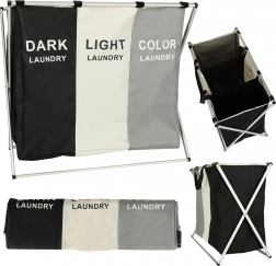 Háromrekeszes ruháskosár rendezővel, 135 l