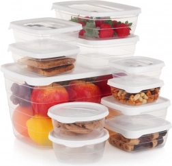 Műanyag élelmiszertároló dobozok tetővel, 11 db