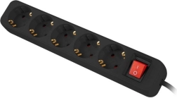 Túlfeszültségvédett hosszabbító elosztó, 5 aljzat, 3 m, fekete