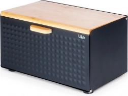 Fekete fém és bambusz kenyértartó dupla fedéllel, 35,5 × 22 × 20,5 cm, Vilde