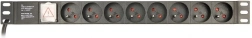 Rackbe szerelhető tápsín (PDU), 8 FR aljzat, 1U, 16A, Schuko dugó 3 m