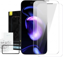 Baseus Crystal porálló edzett üveg 0,3 mm iPhone 14/13/13 Pro készülékhez – Kéttalálatú csomag
