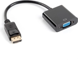 DisplayPort–VGA átalakító, 15 tűs, apa–anya, 10 cm, fekete