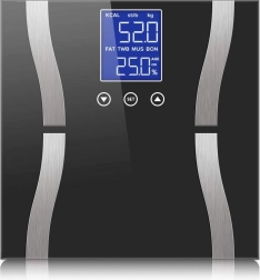 Analitikus személymérleg LCD-vel, üveg, 180 kg-ig – fekete