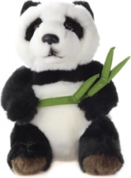 Plüss panda levéllel 18 cm
