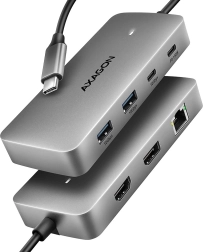 Axagon hmc-cub83x2 usb-c hub 7 az 1-ben, 10 gbps, hdmi 4k/144 hz, dp 8k/30 hz, glan, pd 100 w