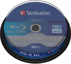 Blu-ray lemez VERBATIM BD-R DL 50 GB 6x, 10 db cakebox